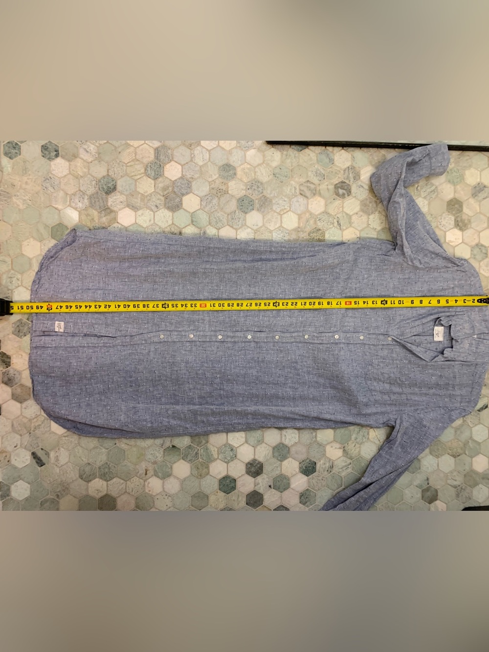 Frank & Eileen hearts Chambray Blue linen Maxi Shirt Dress - Picture 9 of 10